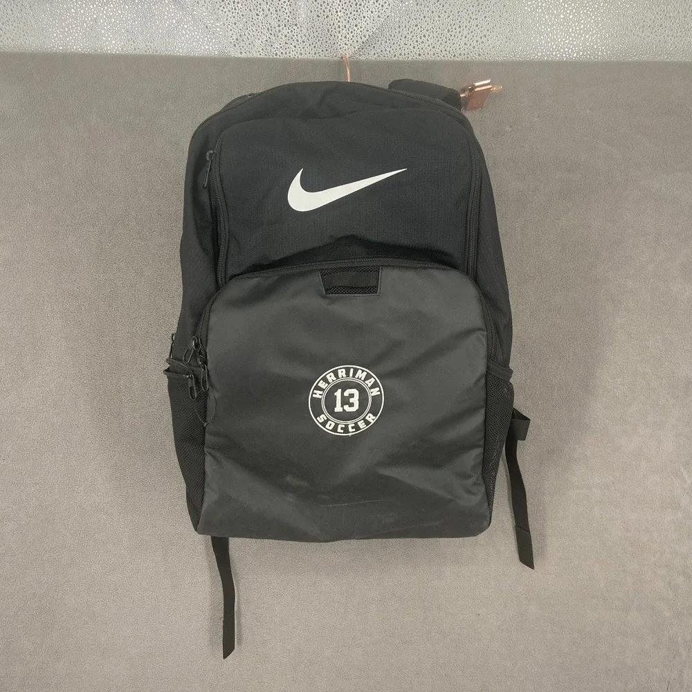 Nike Herriman Soccer 13 Mens Black Swoosh Logo Adjustable Strap Backpack Bag